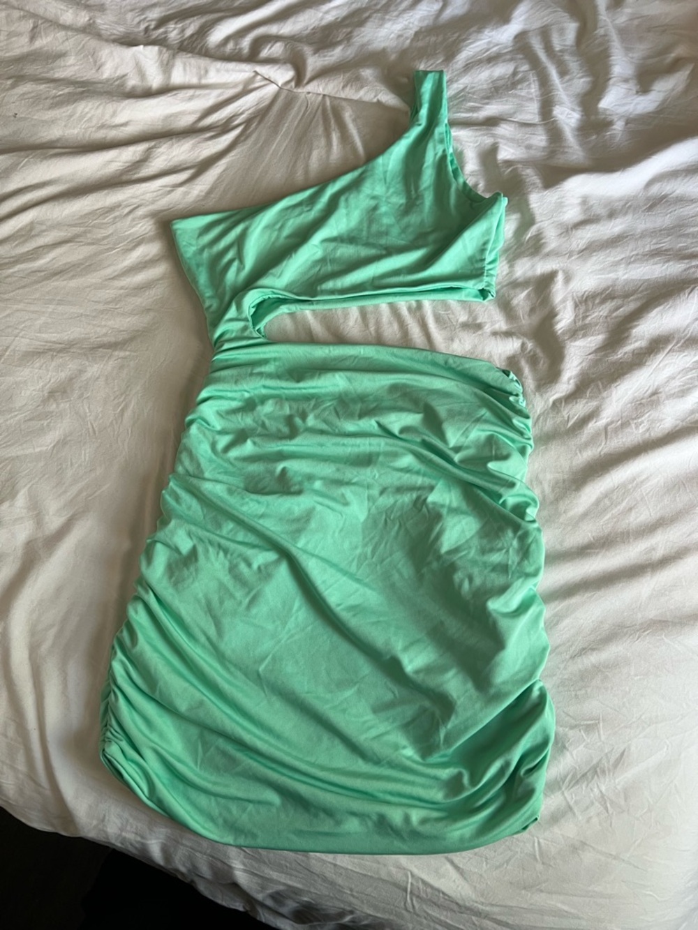 Mint One-Shoulder Cutout Bodycon Dress